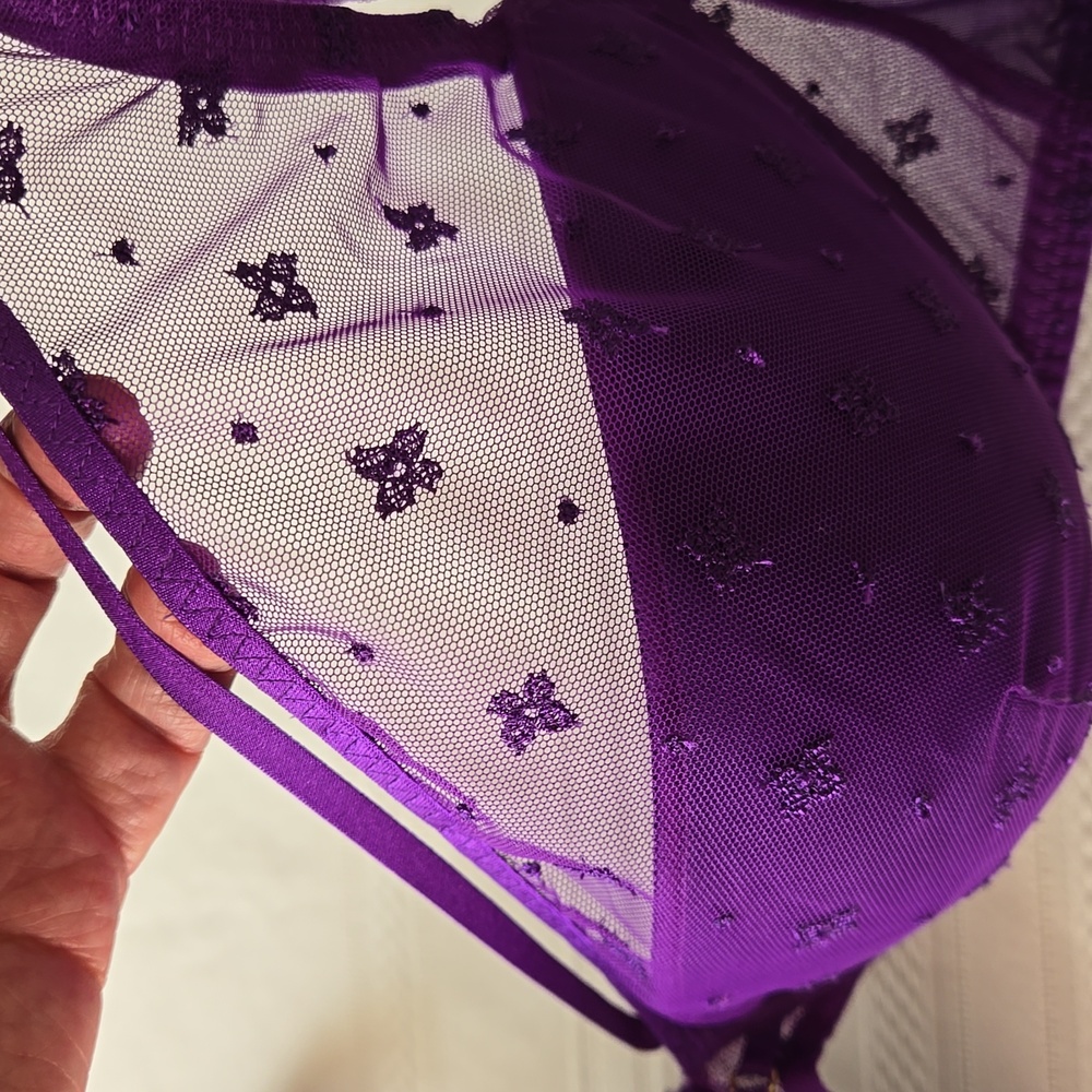 Marks & Spencer embroidered mesh underwired plunge Bra 38D - Picture 4 of 9